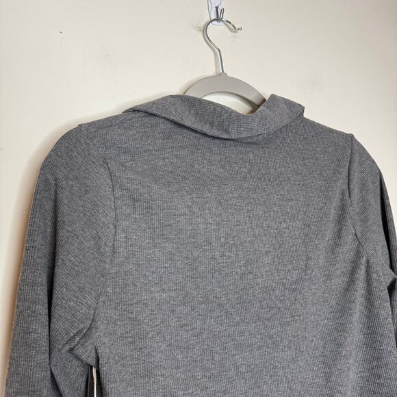 Caslon Women’s Rib Polo Shirt Long Sleeve Gray Collared Pullover Top NWT Size M - Picture 6 of 8